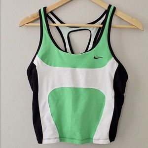 NIKE white and green workout top